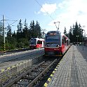 Interrail23 116  Štrbské Pleso, de gauche à droite: train vers Štrba, train en attente et train vers Poprad-Tatry