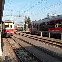 DSCF1601  Gare d'Appenzell, On y voit une voiture de commande ABt a planché surbaissé utilisée sur la ligne St. Gall - Appenzell à droite, l'Xm 1/2 pour le service de la caténaire à gauche et une voiture historique au centre