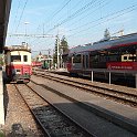 DSCF1601  ABt à Appenzell. On constate en comparant avec la photo précédente que le logo a changé: ici celui dess chemins de fer appenzellois après la fusion AB/SGA et sur la photo précédente après la fusion avec le RHB, RhW et TB. A gauche, Xm 1/2 51 utilisé pour la maintenance.