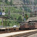 DSC25043  Re 4/4 179 et 174 avec des trains de transports de voitures, à Goppenstein