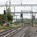 Sortie de la gare de Hägendorf en direction de Wangen bei Olten. Aujourd'hui les voies de passage principales sont les voies 3 et 4, mais on devine au zig-zag qu'avant, c'étaient les voies 2 et 3.