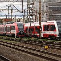 Rames de Koleje Wielkopolskie à Poznan. Une Série 48WEb type Elf2 de Pesa et une SA136 aussi fabriquée par Pesa